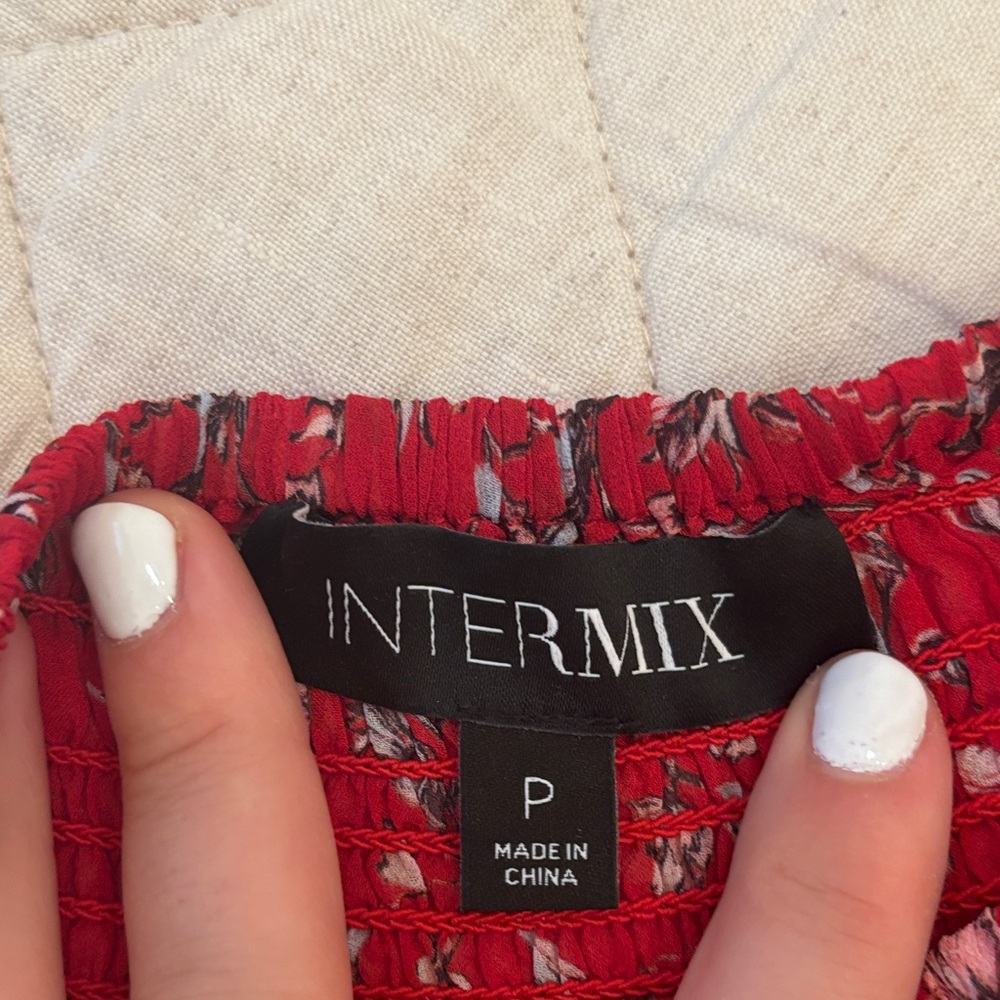 INTERMIX Silk Red Ruffle Skirt - Picture 2 of 5